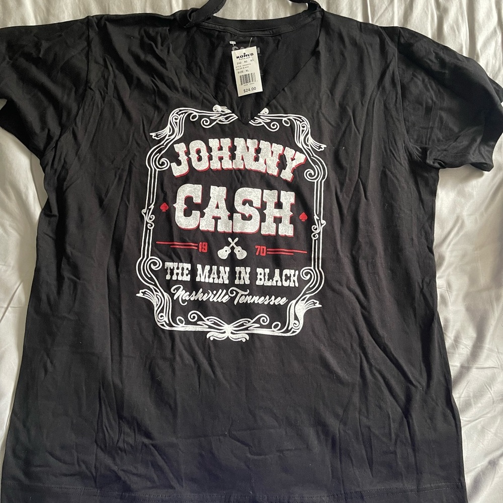 Johnny cash v neck shirt size xl